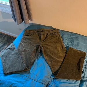 Kut From The Kloth Olive Green Catherine Boyfriend Corduroy Pants, Size 14